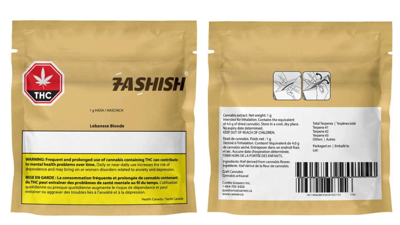 7ASHISH brand Lebanese Blonde hash recalled in Ontario for labelling error